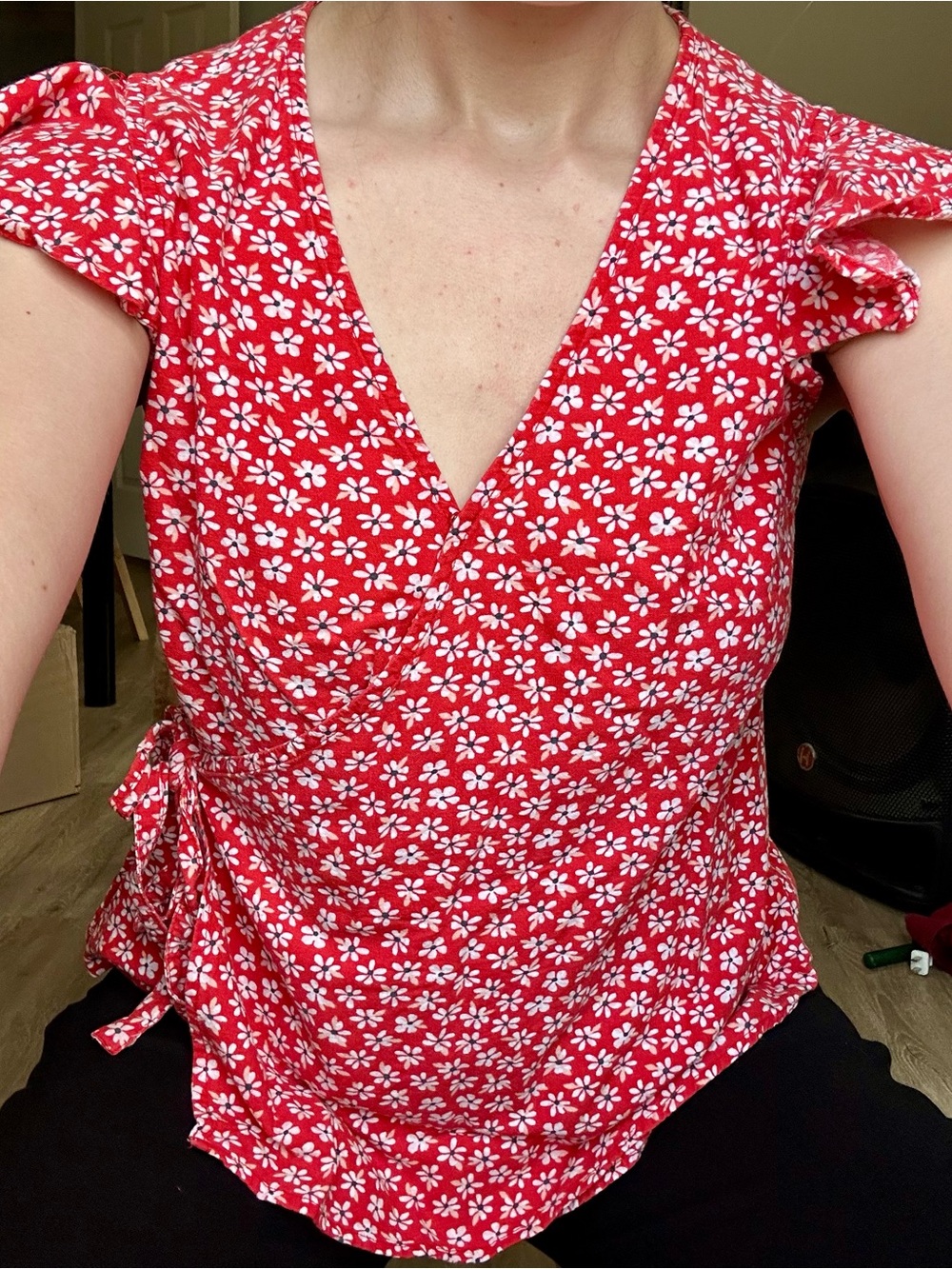 Old Navy Red Floral Blouse